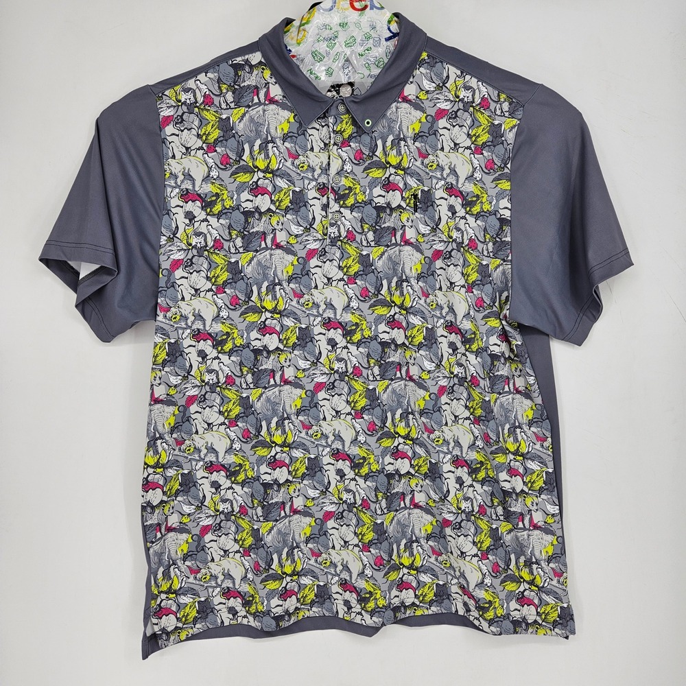 William Murray Shirt Mens XXL Polo Jungle Print AOP Golf Casual Short Sleeve